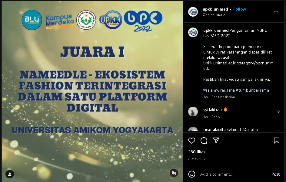 Mahasiswa Teknik Komputer Amikom Juara 1 Business Plan Competition Nasional 2022 untuk Kategori Teknologi Terapan