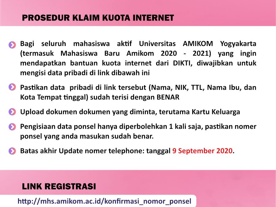 Bantuan Kuota Internet bagi Mahasiswa Amikom