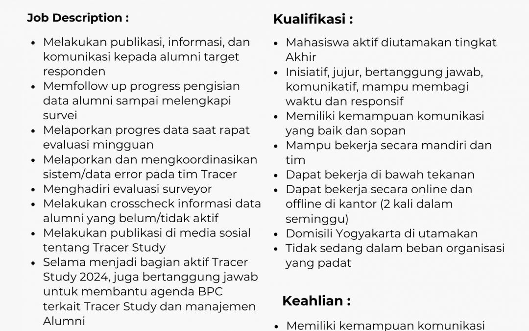 Recruitment Tim smart Tracer Surveyor Business Placement Center Universitas Amikom yogyakarta